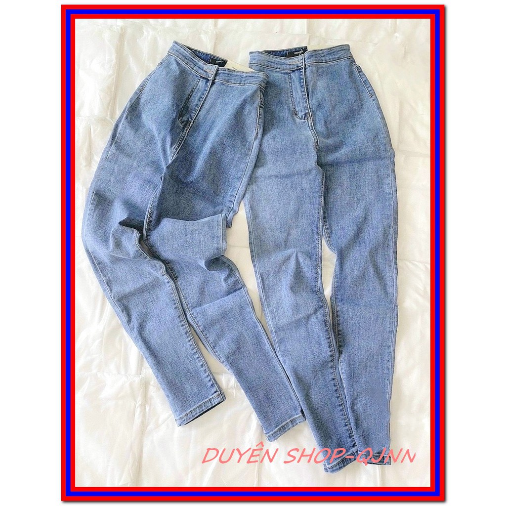 Quần jean nữ 1 cúc KHÔNG ĐỈA xanh nhạt 2 túi sau chất jean giãn tốt fome chuẩn xịn -ff1