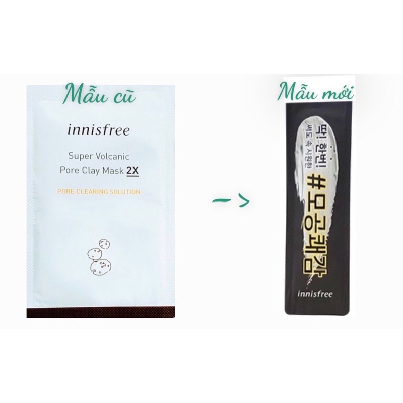 [ Sẵn- Auth] Sample Mặt nạ Super Volcanic Pore Clay Mask Innisfree 2X 3ml