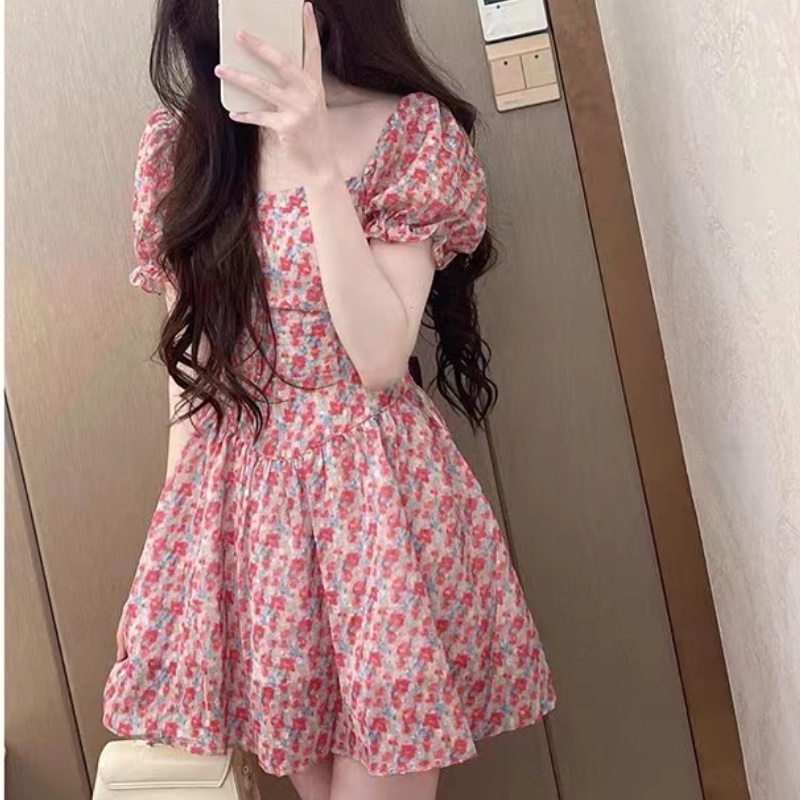 Đầm hoa Perty dáng ngắn thiết kế mới phong cách Hàn Quốc thời trang mùa hè cho nữ