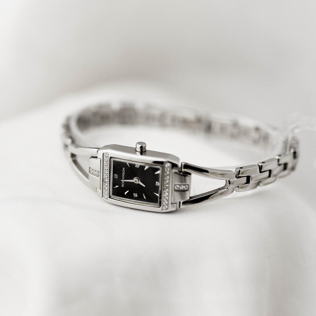 Đồng hồ Romanson Watch RM2651QLWBK nữ mặt nhỏ đính đá kính Sapphire chống xước dây thép chống nước cao cấp chính hãng