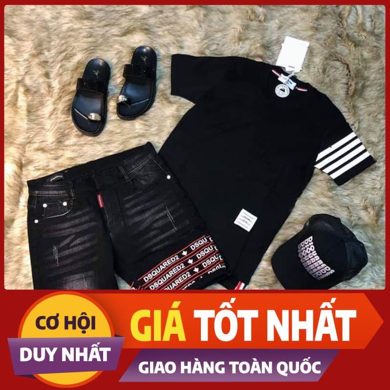 SIÊU SALE quần jean nam DSQ ngố-quần jen nam ngắn đẹp thêu chữ Dsquared viền đỏ -giá rẻ -friship- cam kết ảnh thật