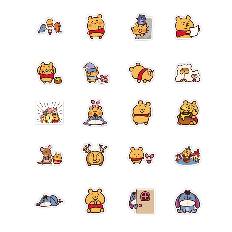 Bộ 40 miếng dán trang trí hình gấu hoạt hình đáng yêu
