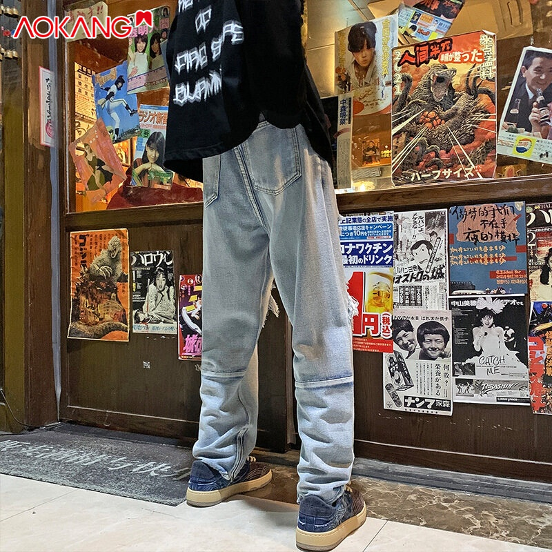 Quần jean nam AOKANG thiết kế ống rộng dài thời trang dành cho nam