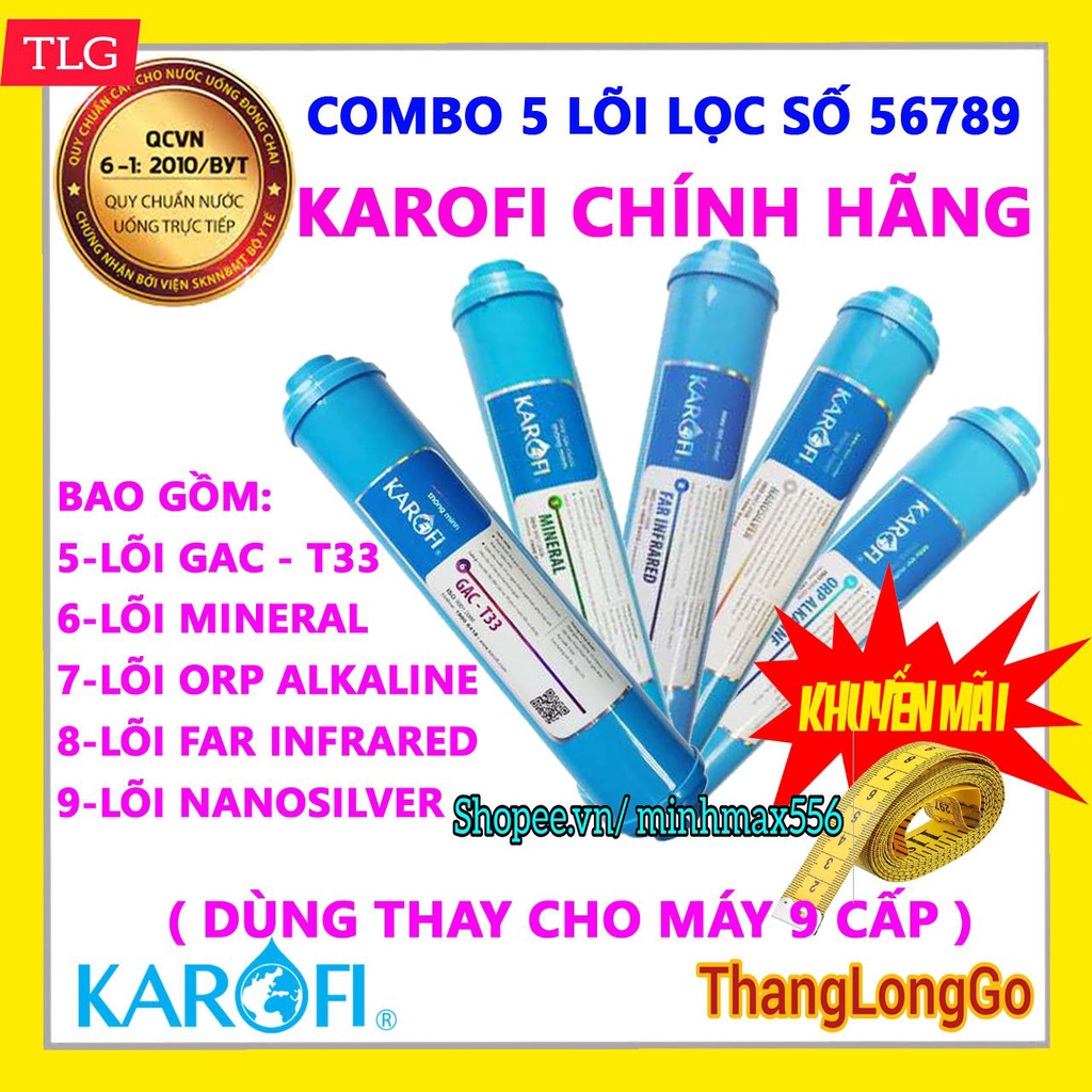 COMBO 5 LÕI LỌC NƯỚC KAROFI SỐ 5-6-7-8-9 [ FREESHIP ] | T33 - MIN - FAR - NANO - ORP