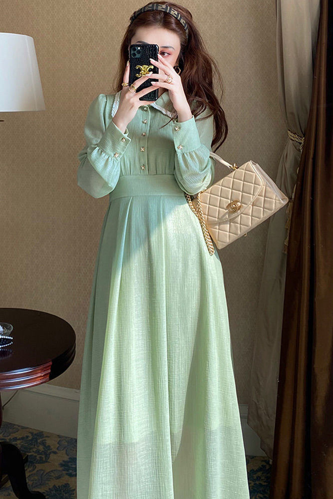 Đầm maxi dài tay phối nơ buộc thời trang thanh lịch nữ tính | BigBuy360 - bigbuy360.vn