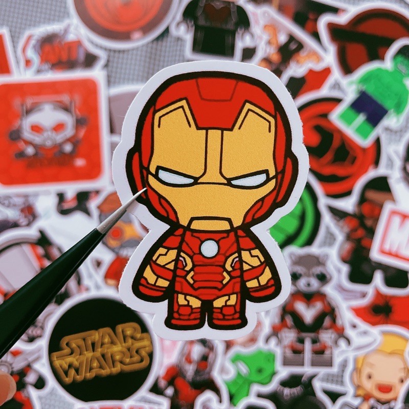 Bộ 100 sticker hình ảnh siêu anh hùng avenger  dùng để trang trí điện thoại di động/ván trượt/vali không để lại dấu keo