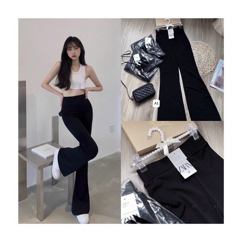 💓Quần ống loe lưng cao vải dày S/ M/L