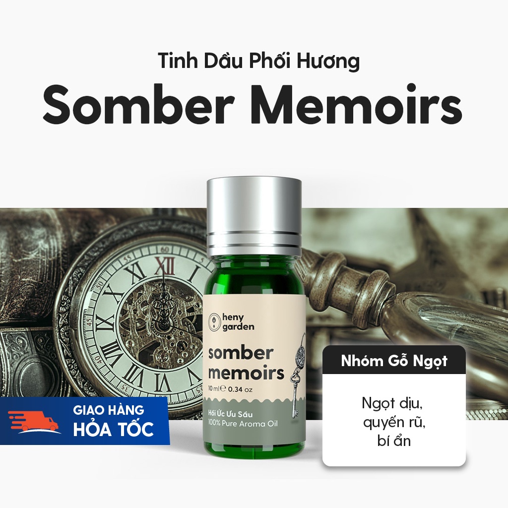 Tinh Dầu Phối Hương Somber Memoirs (Gỗ Trái Cây) Xông Thơm Phòng, Làm Nến Thơm Thiên Nhiên Heny Garden 10mL