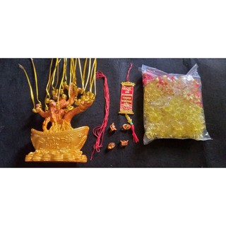 Combo phụ liệu cây kim tiền 20 nhánh tặng kèm liễn thỏi trang trí, gốc thỏi vàng,bán chạy nhất hot 2021