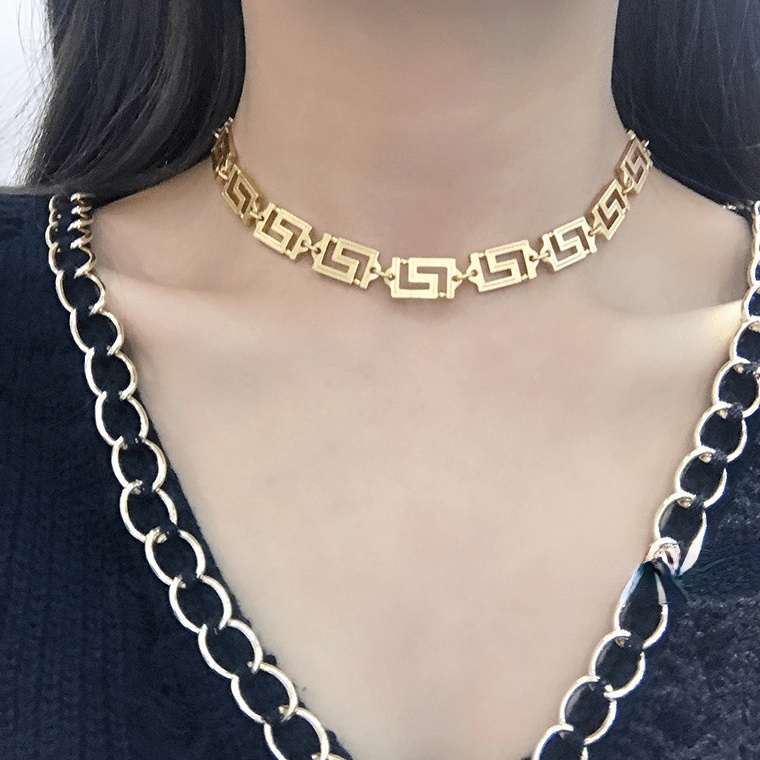 Dây chuyền dạng xích màu vàng phong cách cổ điển 19a1383