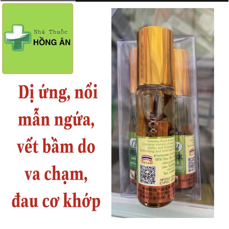 Dầu lăn thảo dược nhân sâm Thái Lan ❤️ - Hỗ trợ viêm xoang, nghẹt mũi, côn trùng cắn, nhức đầu, cảm cúm