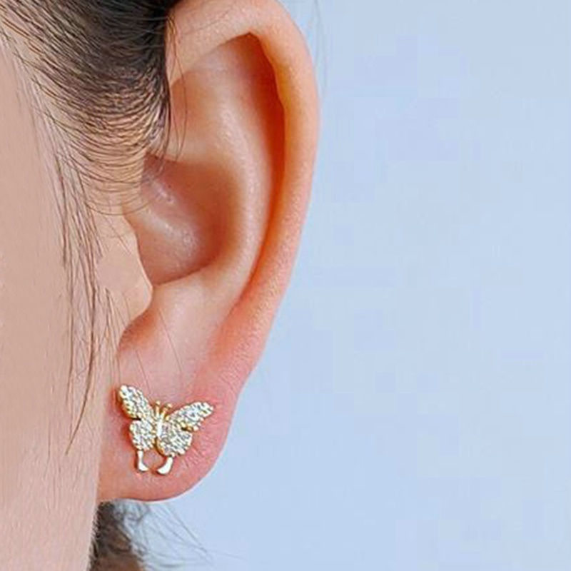 Khuyên Vành Tai Hình Bướm Đính Đá Thời Trang Cho Nữ