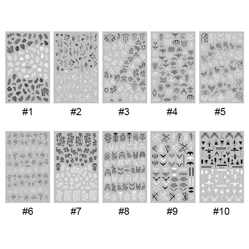 1 Tờ Nhãn Dán Trang Trí Móng Tay Họa Tiết Sọc Trắng Đen Hình Học Hoa Chữ Tiếng Anh Cá Tính DIY