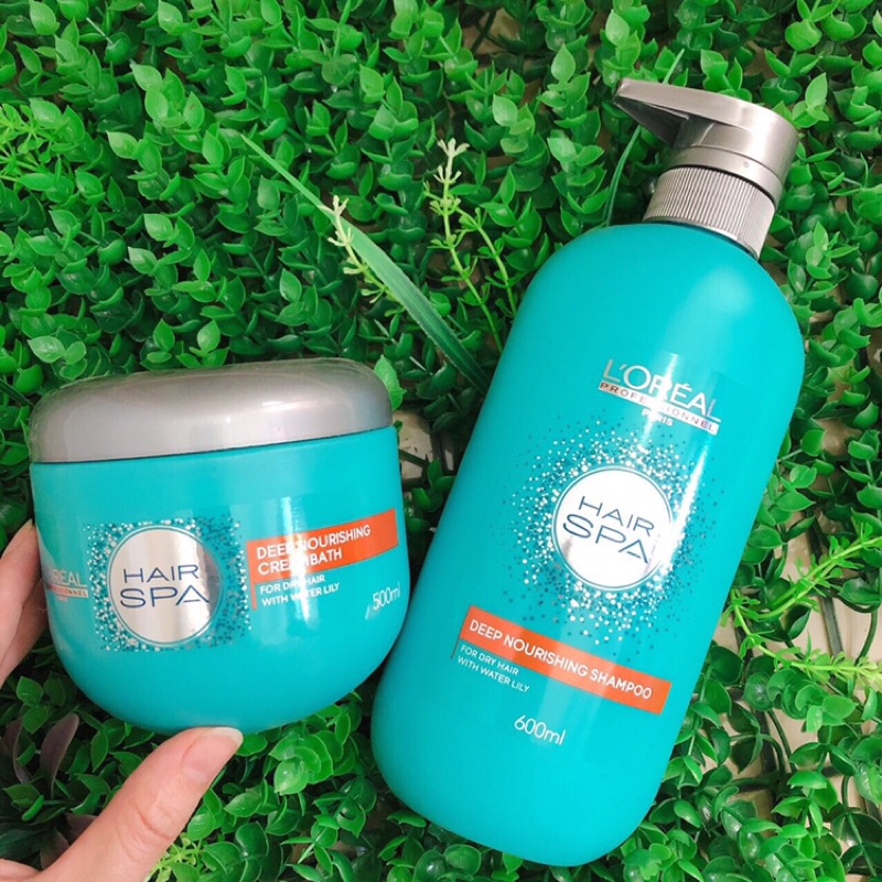 Bộ dầu gội ủ/ hấp tóc Loreal Hairspa siêu mềm mượt chính hãng 600ml/500ml- cặp