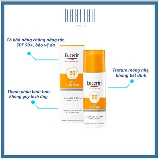 Kem chống nắng kiềm dầu Eucerin Sun Gel - Cream Dry Touch Oil Control cho da dầu mụn [Kèm Ảnh thật + Video]