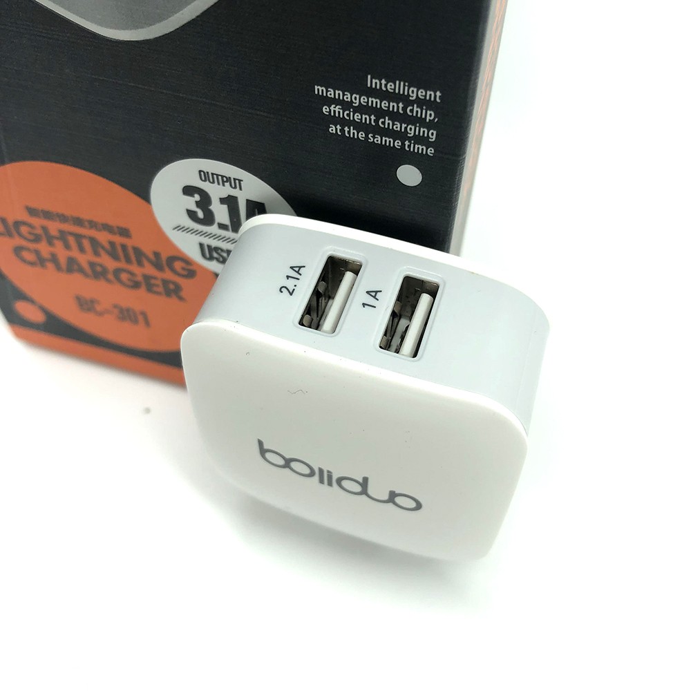 Củ Sạc Nhanh 2 Cổng USB Boliduo BC-301 Chính Hãng Giá Rẻ