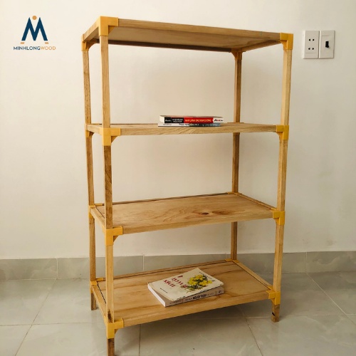 Kệ gỗ vuông 4 tầng hình chữ nhật MINHLONGWOOD- ngang 65cm