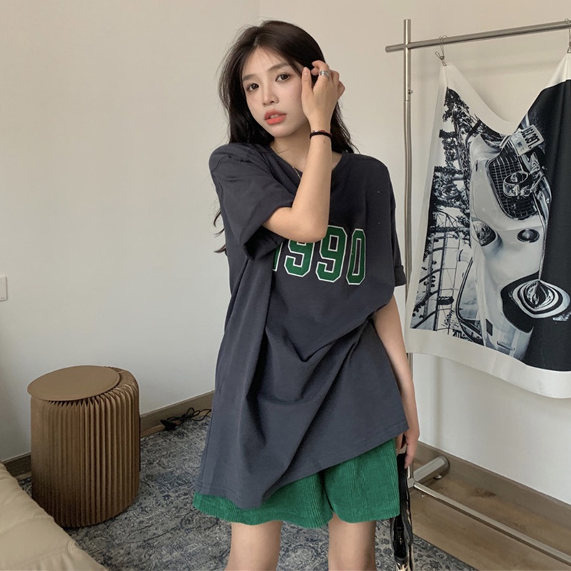 Áo thun SUXI tay ngắn cổ tròn in họa tiết chữ đơn giản dễ phối đồ thời trang mùa hè năng động cho nữ