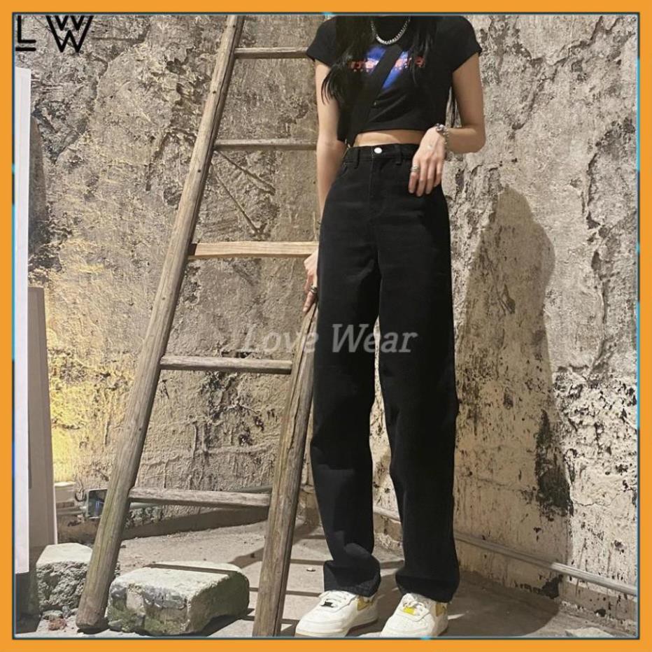 QUẦN JEAN NỮ ỐNG RỘNG, BAGGY, QUAN ỐNG SUÔNG, CẠP CAO MÀU ĐEN NỮ mã MK, unisex