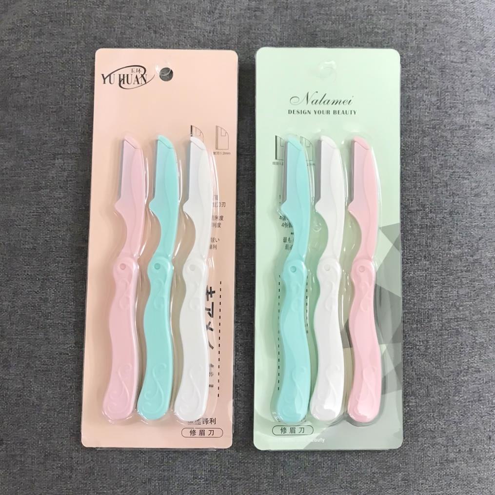 Bộ 3 Dao Cạo màu ngẫu nhiên giúp Tỉa Lông Mày, Chân Mày Tóc Mái Tiện Lợi - hickies