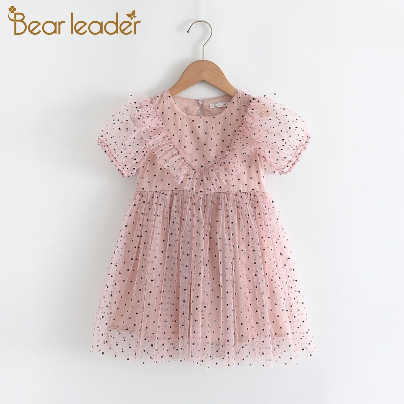 BEAR LEADER Đầm công chúa Bear Leader họa tiết chấm bi cho bé gái 3-7 tuổi 2021