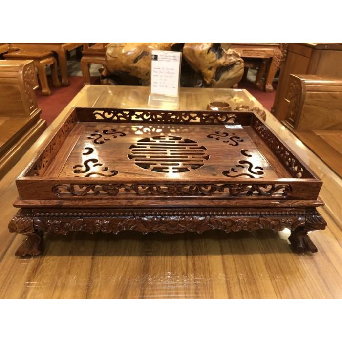 Khay trà chân quỳ gỗ cẩm sang trọng