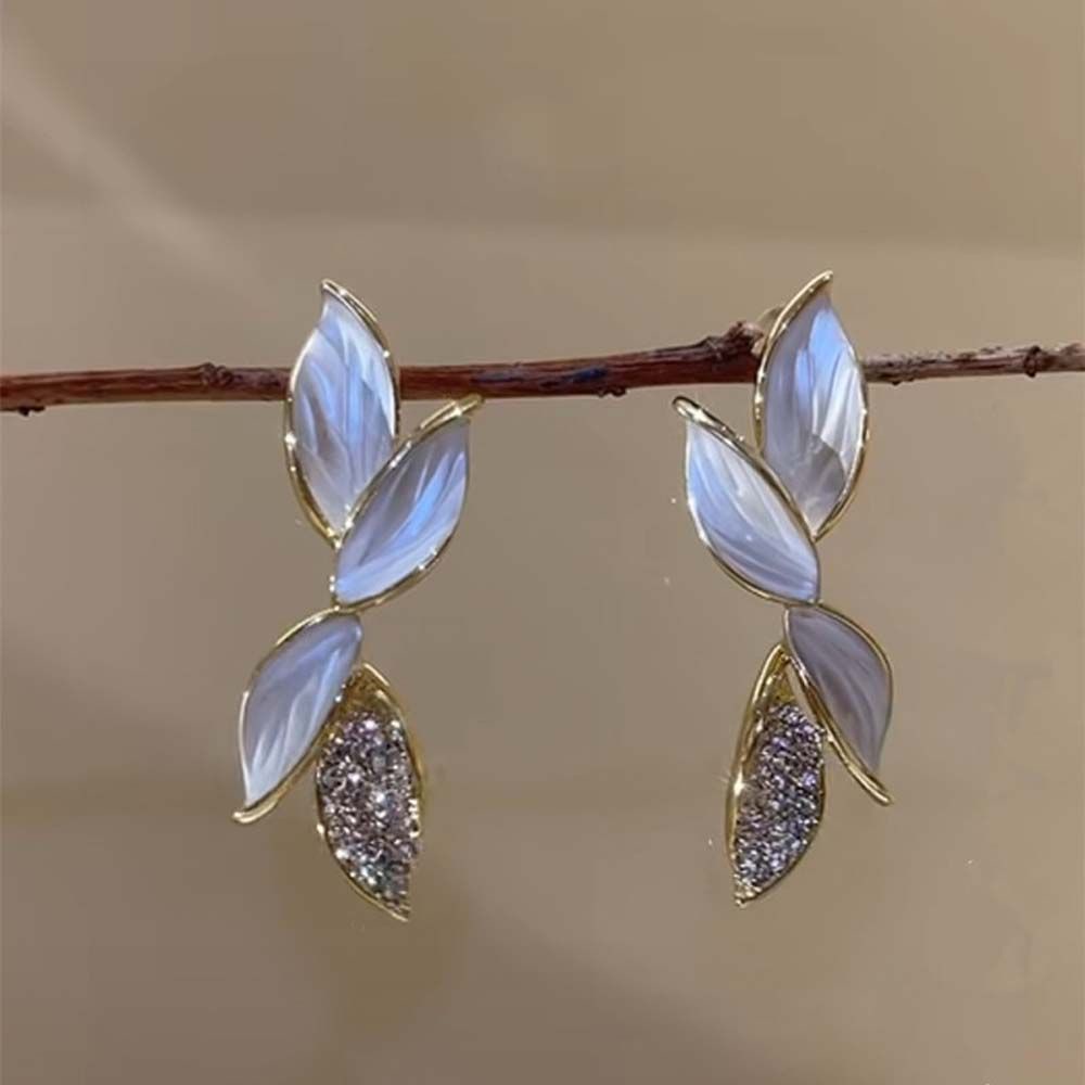 Bông tai hình chiếc lá bằng hợp kim 2LIFE phong cách Hàn Quốc cho nữ