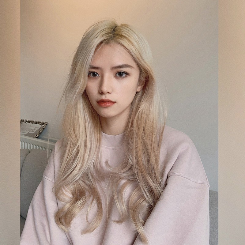 Bộ tóc giả xoăn dài màu be thời thượng cho nữ