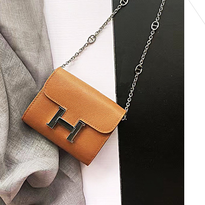 Túi Đeo Chéo Da Bò Dây Xích Hình Vuông mini In Họa Tiết Bàn Tay Và Mũi Heo Dễ Thương