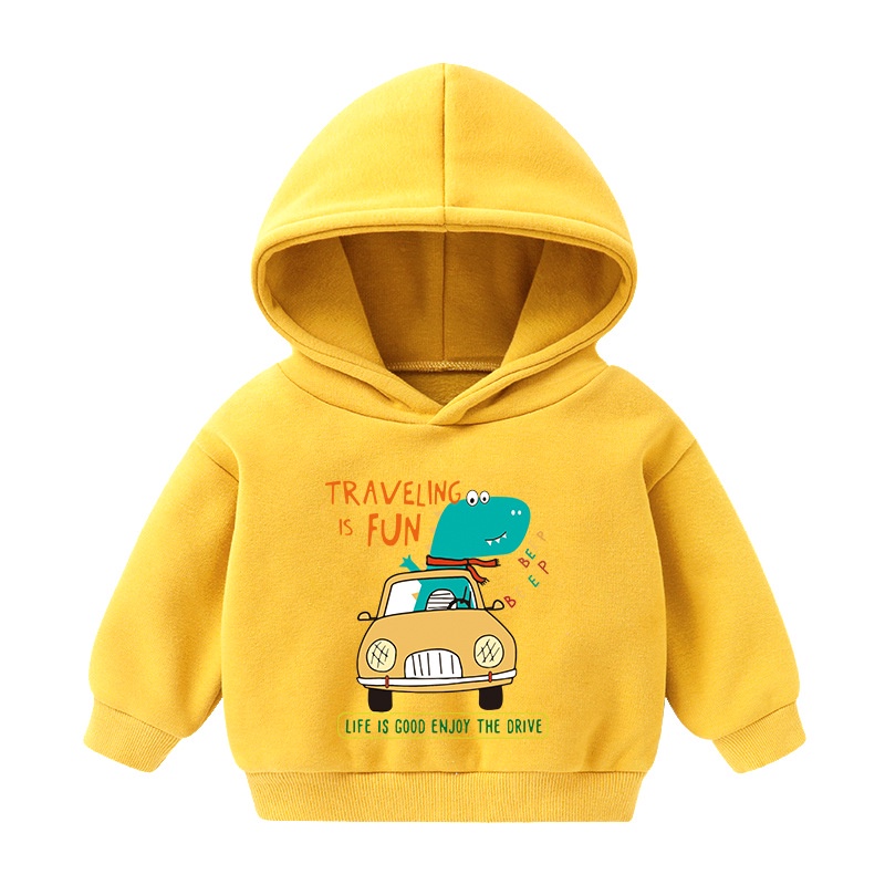 Áo Hoodie Giữ Ấm In Hình Khủng Long Dễ Thương Thiết Kế Thoải Mái Thời Trang Cho Bé Trai Và Gái 2-6 Tuổi