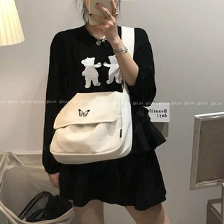 [TẶNG QUÀ XINH] Túi tote đeo chéo vải canvas thêu hình con bướm siêu dễ thương