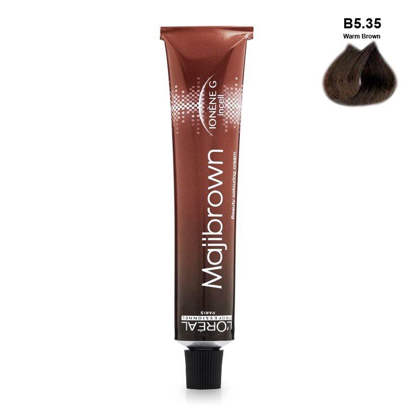 Thuốc nhuộm loreal màu nâu ấm majibrown phủ bạc b5.35 50ml