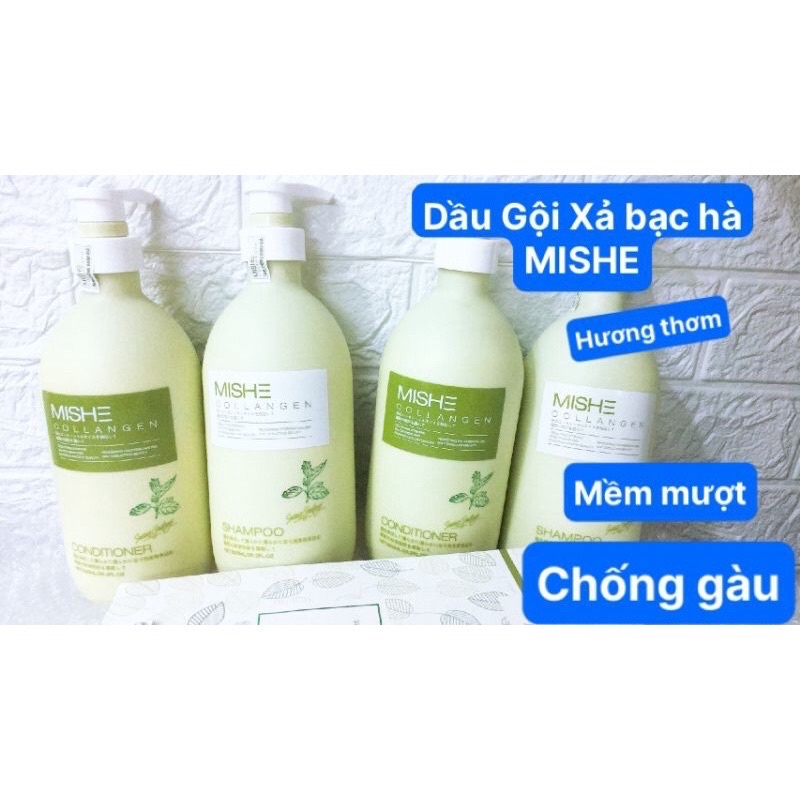 Dầu gội xả Mishe collagen phục hồi chống gàu 800ml nhật bản