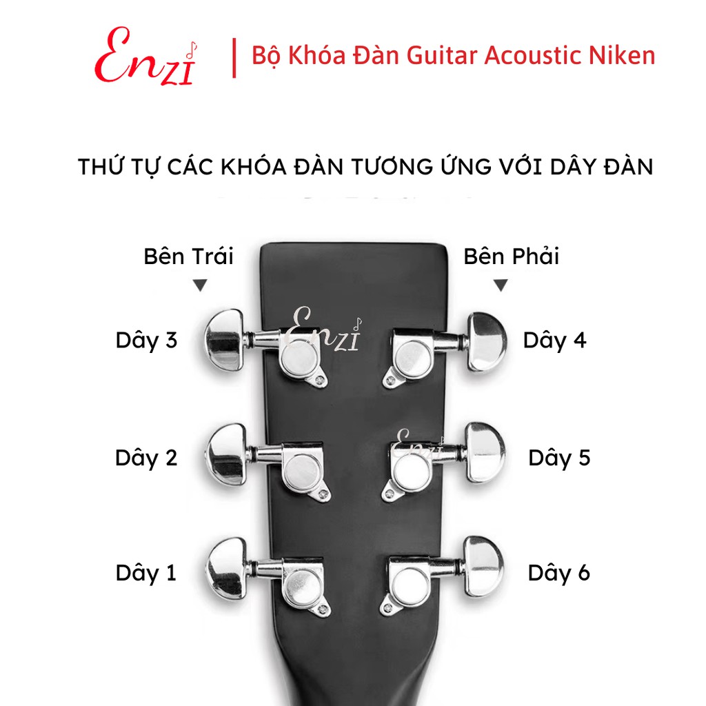 Khóa đúc đàn guitar acoustic chất liệu niken chống rỉ cao cấp Enzi