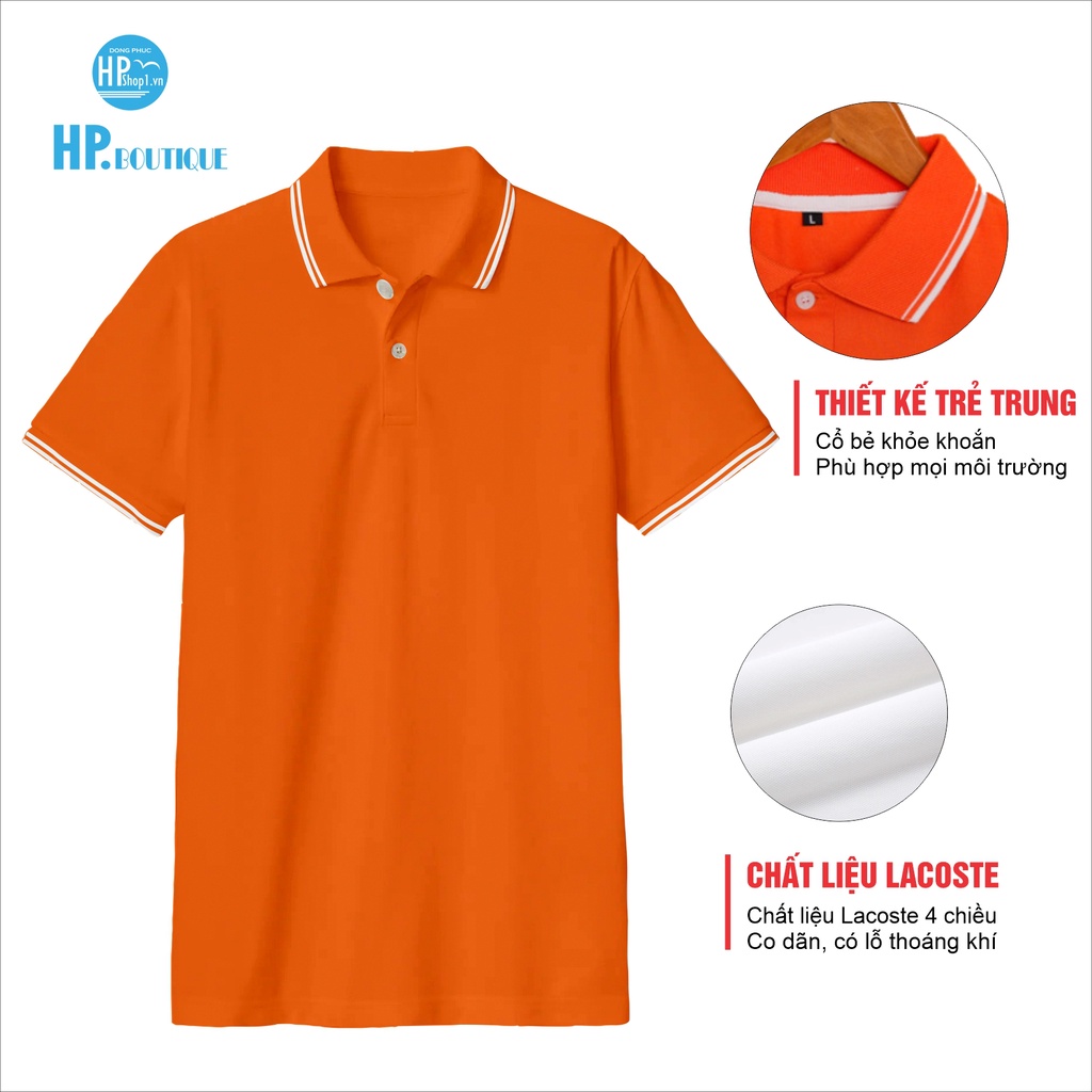 Áo polo nam HP Boutique vải trơn chất cá sấu Cotton co giãn 4 chiều, form Basic viền trắng lịch sự đẳng cấp HPBOPM08