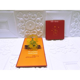 Cây Thông 12 ( lót cam )  - Noel - Thiệp 3D