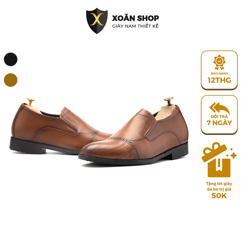 Giày Lười Nam Công Sở XOĂN SHOP Da Bò Thật Size 38 Đến 42 Màu Đen/Vàng - G069