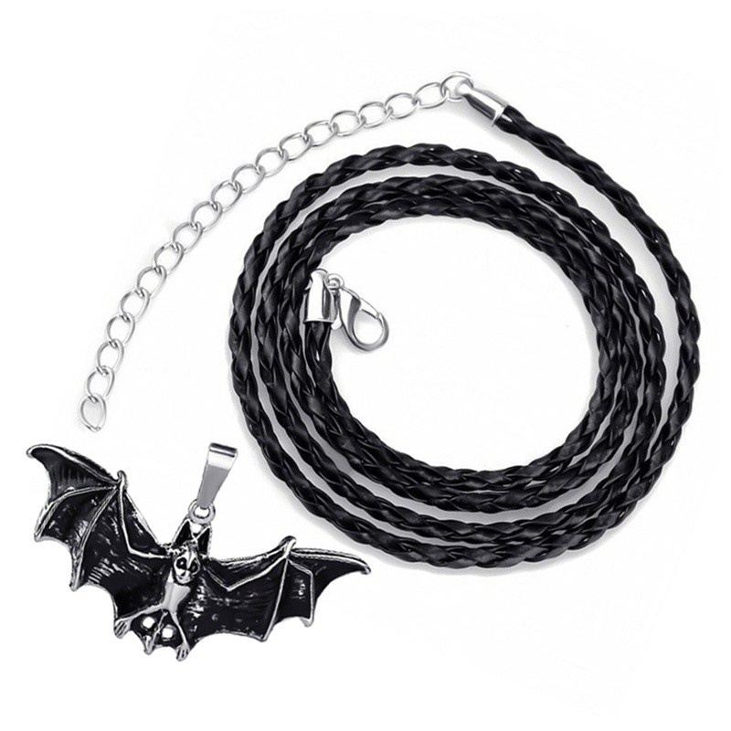 Dây chuyền mặt hình dơi đen phong cách Hip Hop thời trang độc đáo