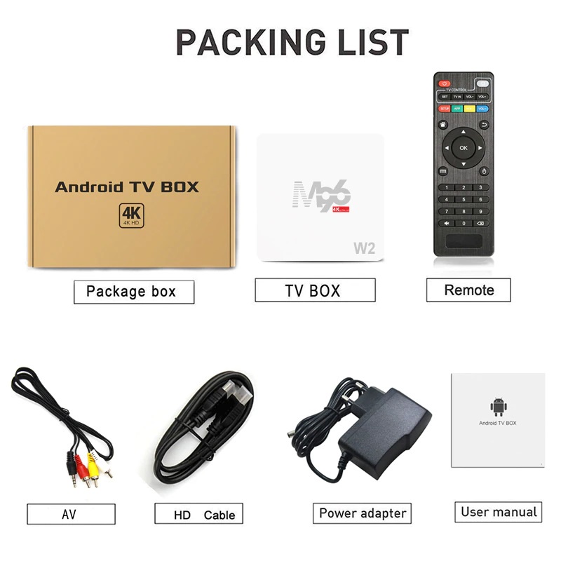 Android TV Box M96W2 Android TV 11 Ram 2GB bộ nhớ 16GB WiFi 2.4/5Ghz Bluetooth 5.0  Amlogic S905W2 HỖ TRỢ AV1 H.265 4K