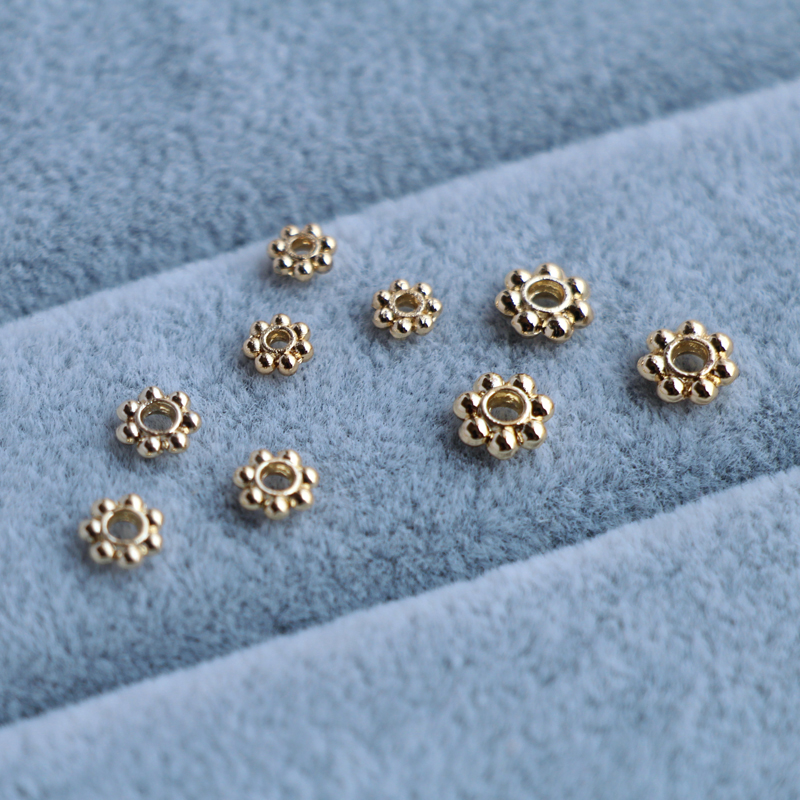 Bộ 50 Hạt Xâu Chuỗi Hình Bông Tuyết 14K Màu Vàng Kim Làm Trang Sức DIY