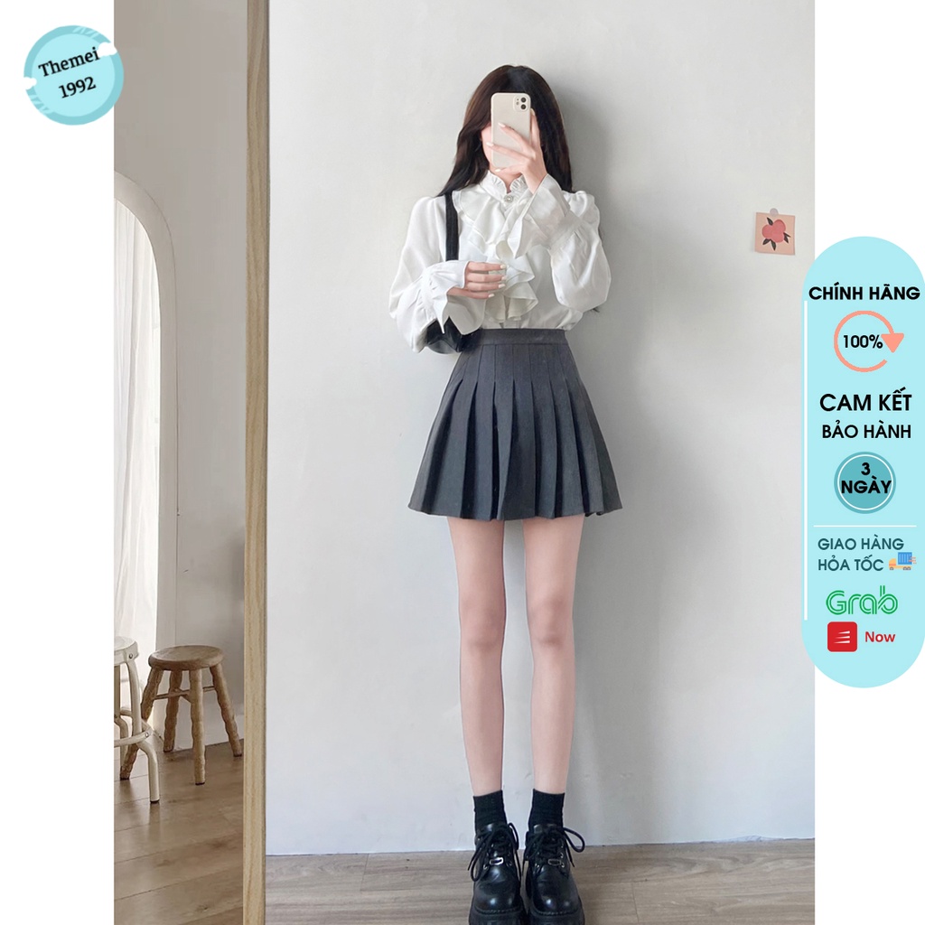 Chân váy xếp ly ngắn THEMEI cao cấp - chân váy xếp ly phong cách Hàn Quốc mix đồ cực xinh | BigBuy360 - bigbuy360.vn