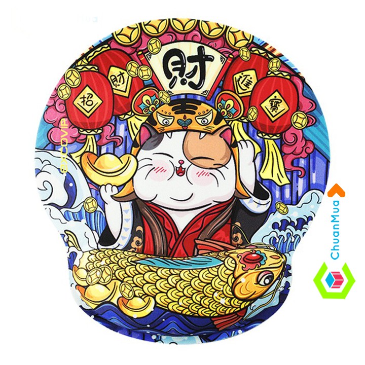 Tấm Lót Chuột Có Đệm Tay Mèo Thần Tài ( Làm Ăn May Mắn, Đế Lót Cute Dễ Thương, Miếng Mouse Pad, Bàn Di Máy Tính Laptop )