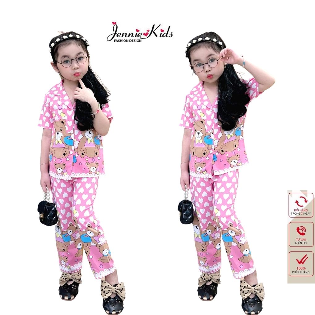 Đồ bộ bé gái, bộ bé gái pijama 1-5 tuổi cotton lụa Jennie kids J460