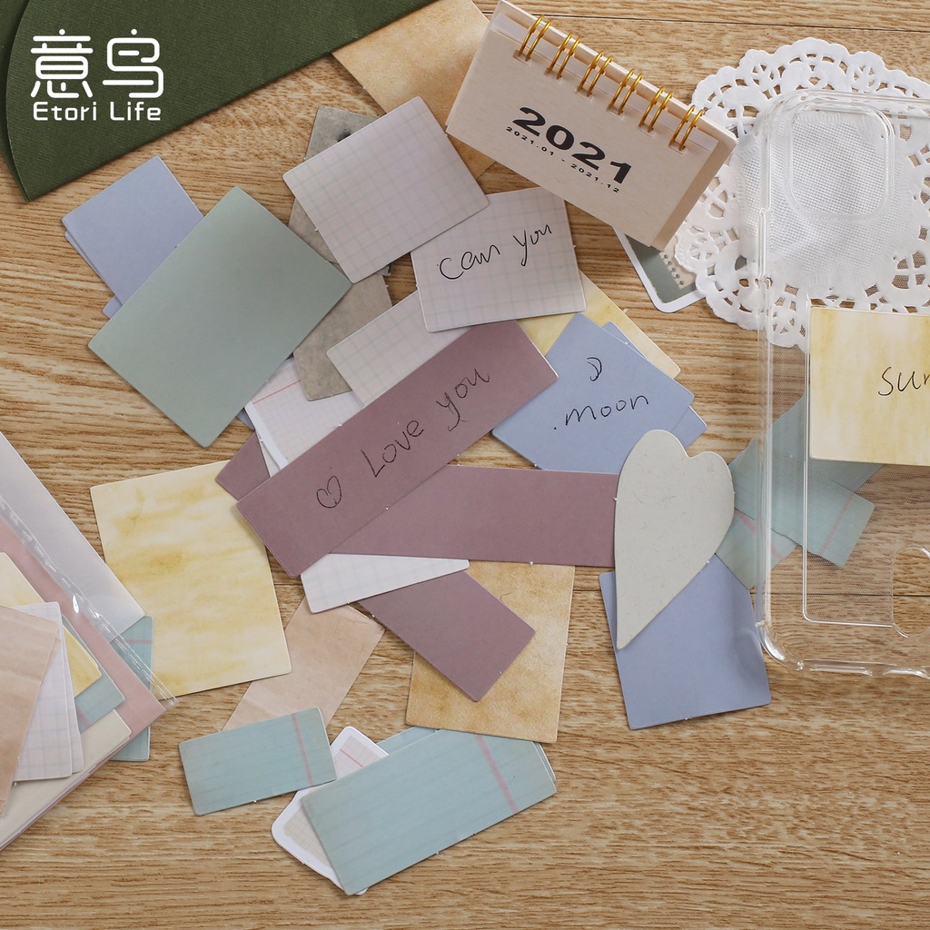 Journamm 45pcs/pack Vintage Writing Stickers for Junk Journal School Supplies Creative Stationery Notepad Sticky Notes Stickers