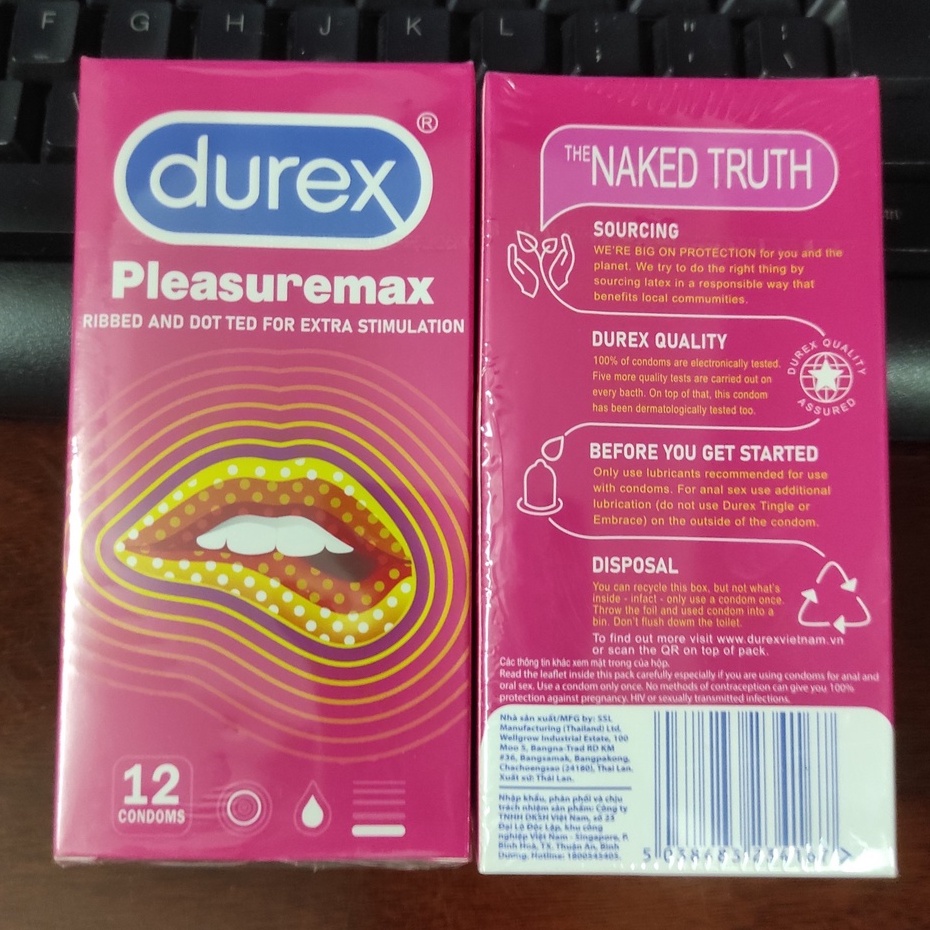 Combo 4 hộp bcs Durex [12 bao] : Performa, Fetherlite, Pleasuremax, Kingtex TẶNG 1 Gel bôi trơn Durex PLAY 50ml