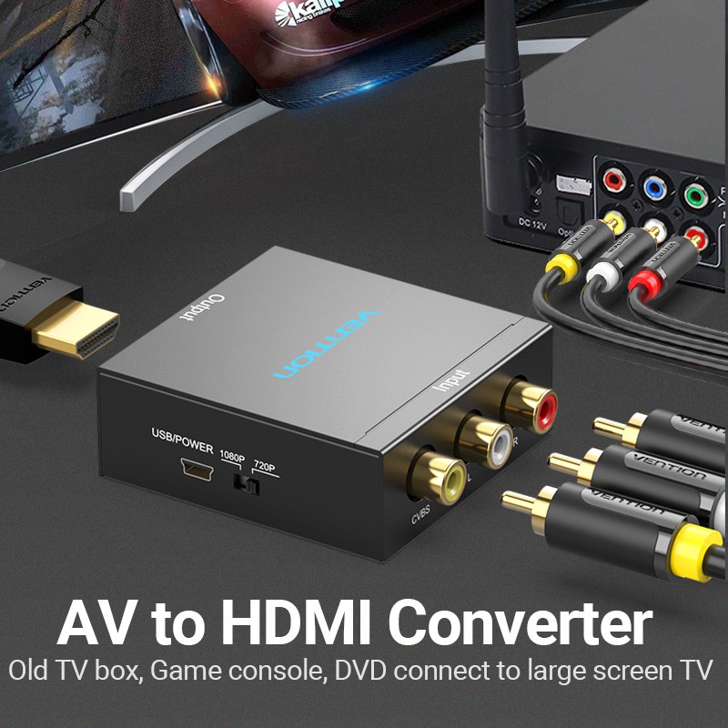 Đầu Chuyển Đổi VENTION Từ AV 3 Cổng RCA Sang Video HDMI 1080p 720p