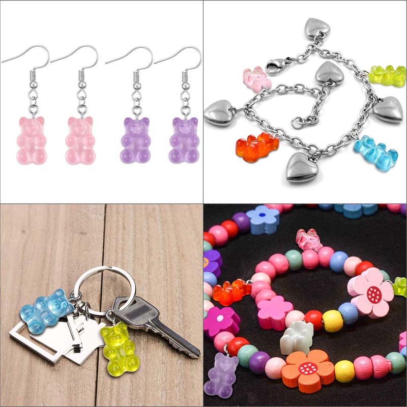 Set 10 Mặt Dây Chuyền Hình Gấu Gummy Bằng Nhựa Resin Đa Năng Dễ Thương