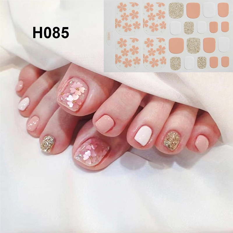 Set 22 Miếng Dán Móng Chân Giả 3D Thời Trang Diy H081-100