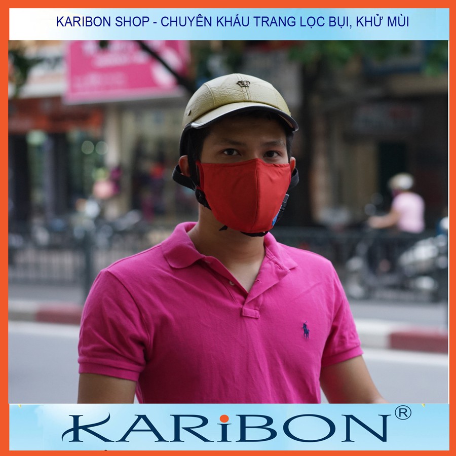 Combo 2 khẩu trang than hoạt tính 8 lớp Karibon Cotton 8 lớp lọc bụi, khử mùi