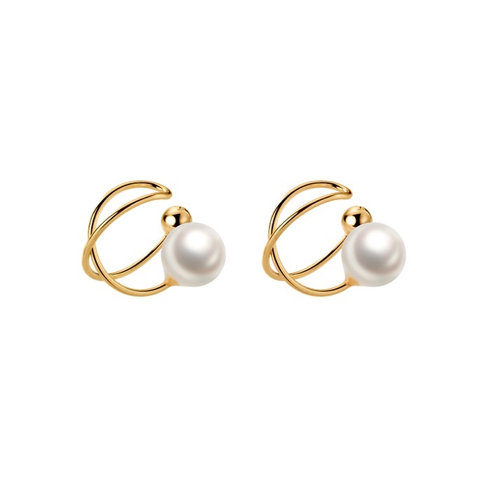 Bông tai bạc nữ 925 đính ngọc trai nhân tạo, bông tai kẹp vành không cần xỏ lỗ tai xinh xắn - B2638 - Bảo Ngọc Jewelry